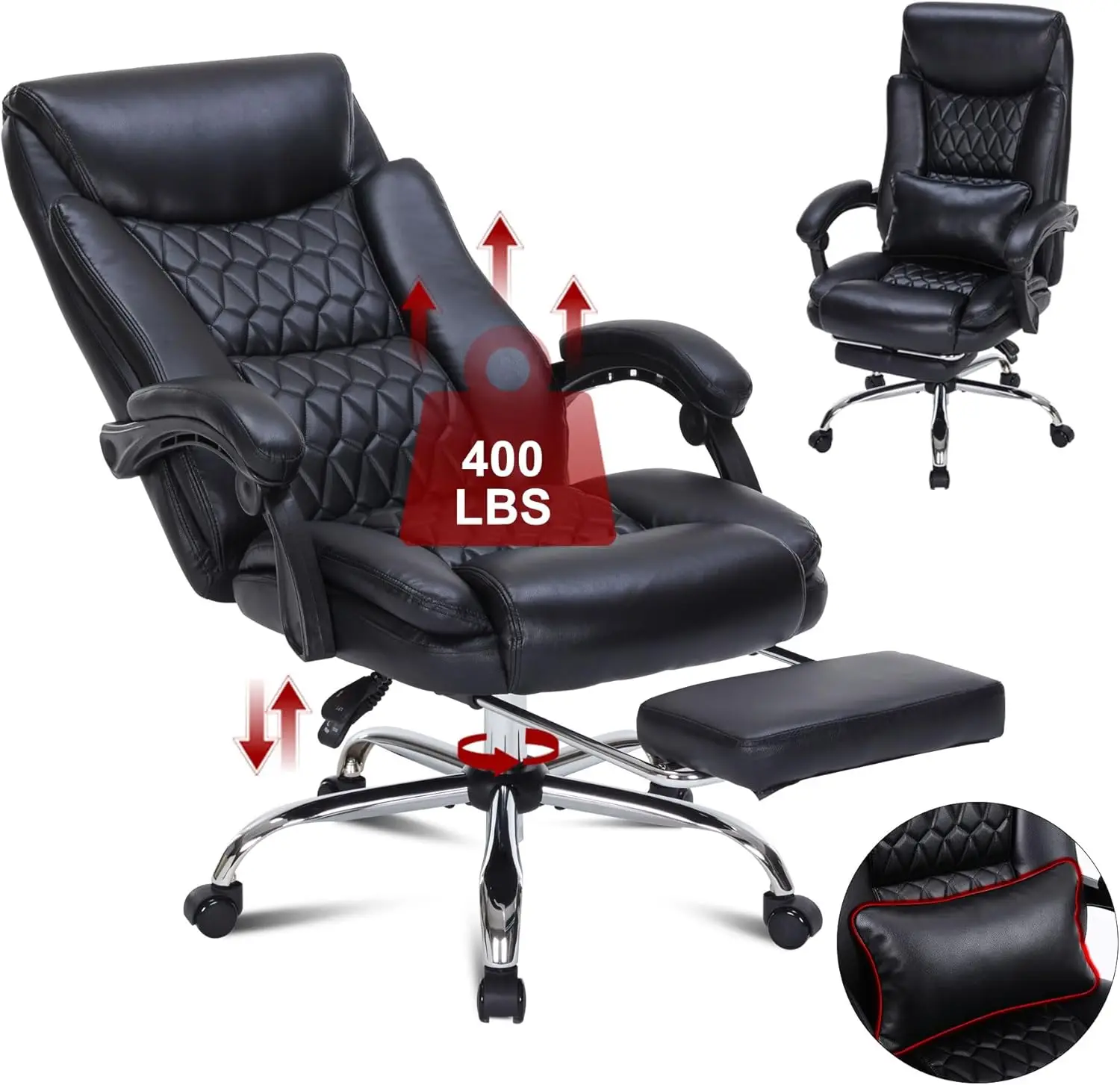 

400Lbs Reclining Executive Office Chair With Foot Rest,Big And Tall Ergonomic Office Chair With,Home Office Desk Chairs For