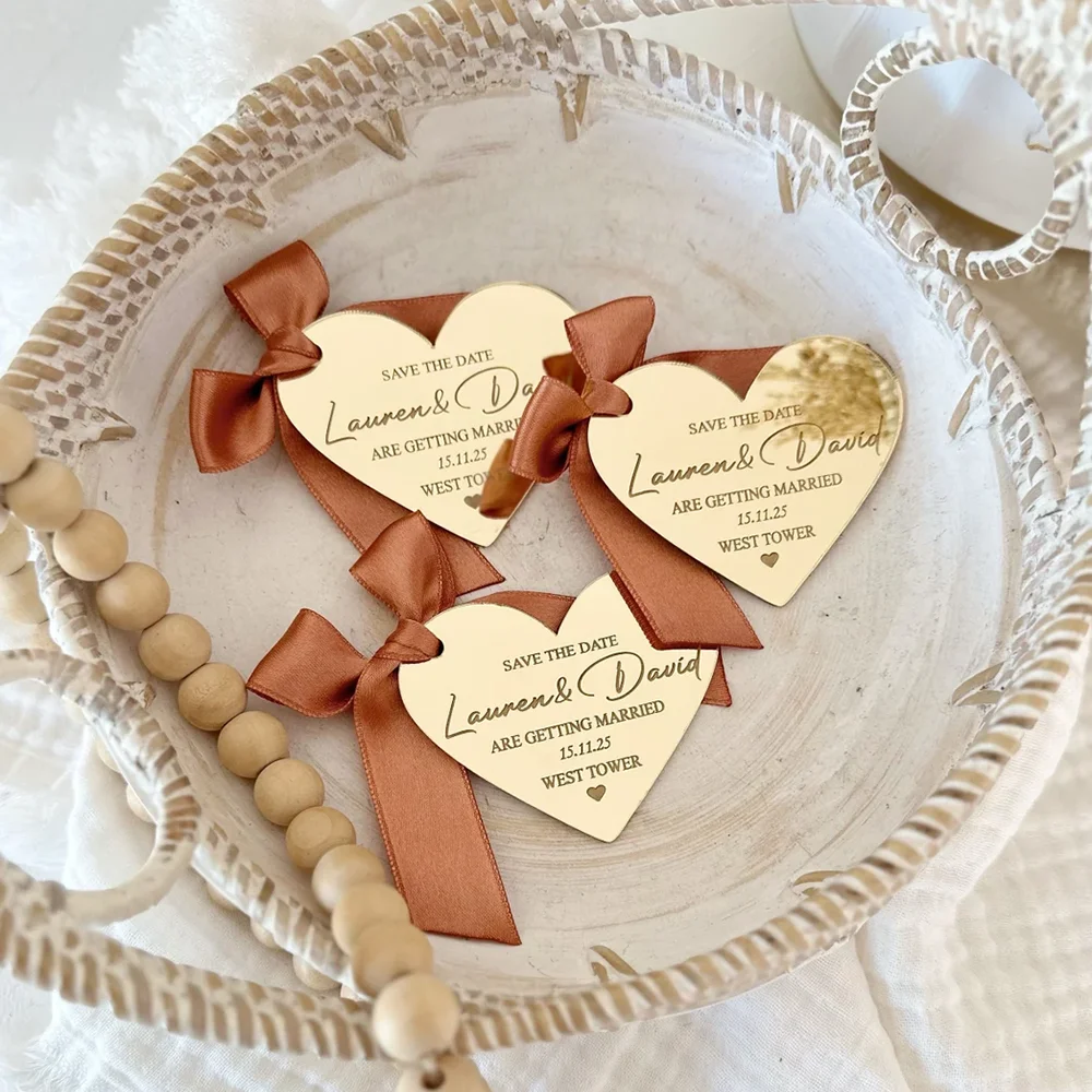 

Custom Wedding Favor Tag Anniversary Heart Shape Mirror Tag,Baby Shower Birthday Party Thank You Tags as Thank You Cards