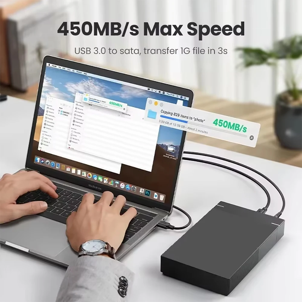 Kebidumei 2.5/3.5 inch HDD Case 5Gbps USB3.0 HDD Enclosure SATA to USB3.0 External Hard Drive Adapter 10TB HDD Box for PC Laptop