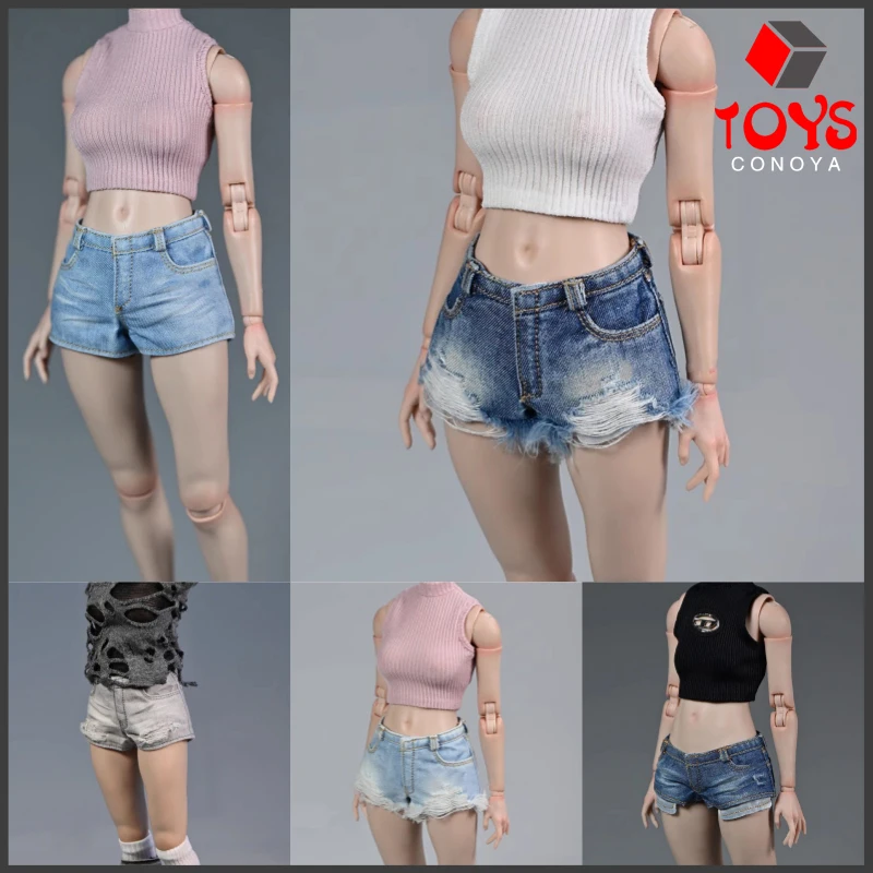 1/6 Scale Fashionable Classic Sexy Basic Versatile Girls Hot Denim Shorts Fit 12” AT201 AT203 Female Soldier Action Figure Body