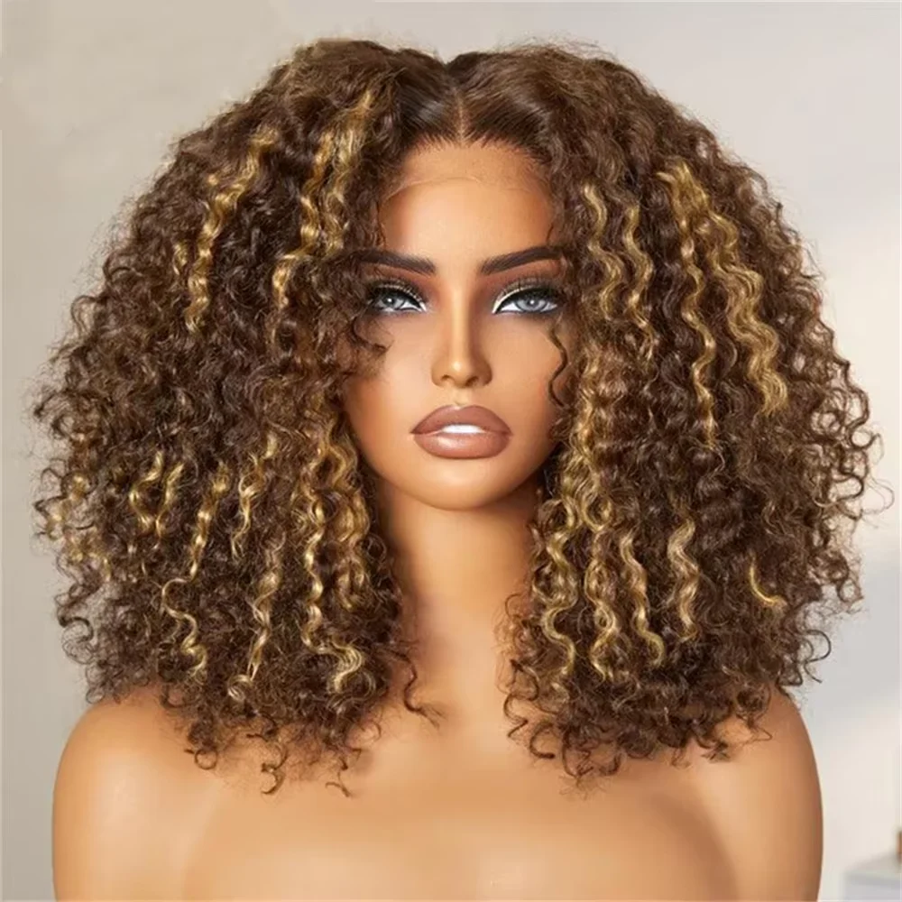 

250% Density 4/27 Highlight Bob Wig Human Hair Glueless Deep Wave Frontal Wig 5X5 HD Lace Closure Wig Human Hair Short Bob Wig