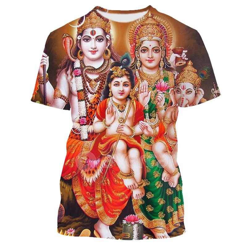 Jumeast Hindu Shiva 3D Printed T-shirts Oversize Goddess Durga Kali Graphic T Shirts Streetwear Tops Aesthetic Vintage Clothing