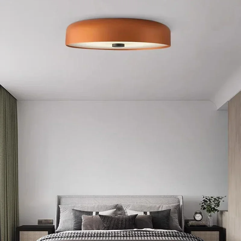 Nordic LED Ceiling Light New Style Dropshipping  Parlor Bedroom Dining Room Lamp White Black Orange Metal Round Changeable