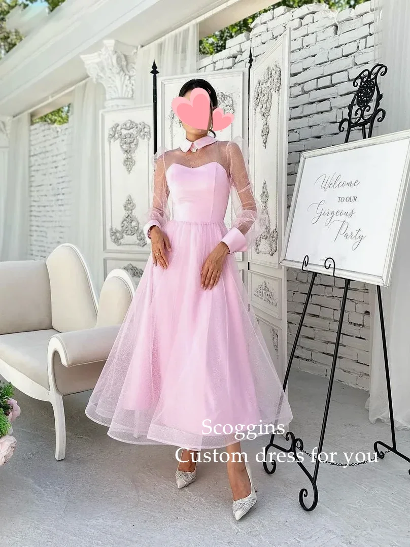 Scoggs-túnicas De cristal rosa De Arabia Saudita, vestido De princesa De línea a, personalizado, ocasión Formal, baile De graduación, vestidos De fiesta De noche