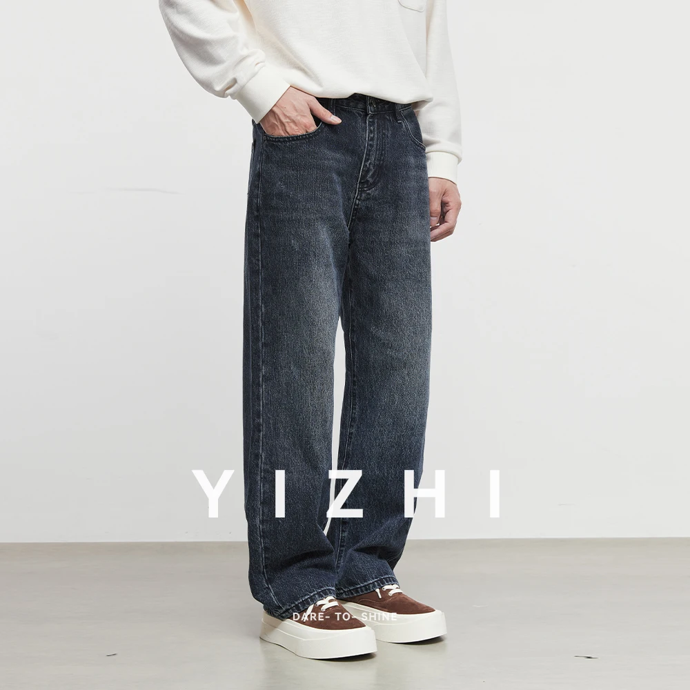 Mode Herren American Retro Distressed Loose Straight Jeans 2025, Herbst und Winter, neue lässige, lässige Herren-Jeanshose mit weitem Bein