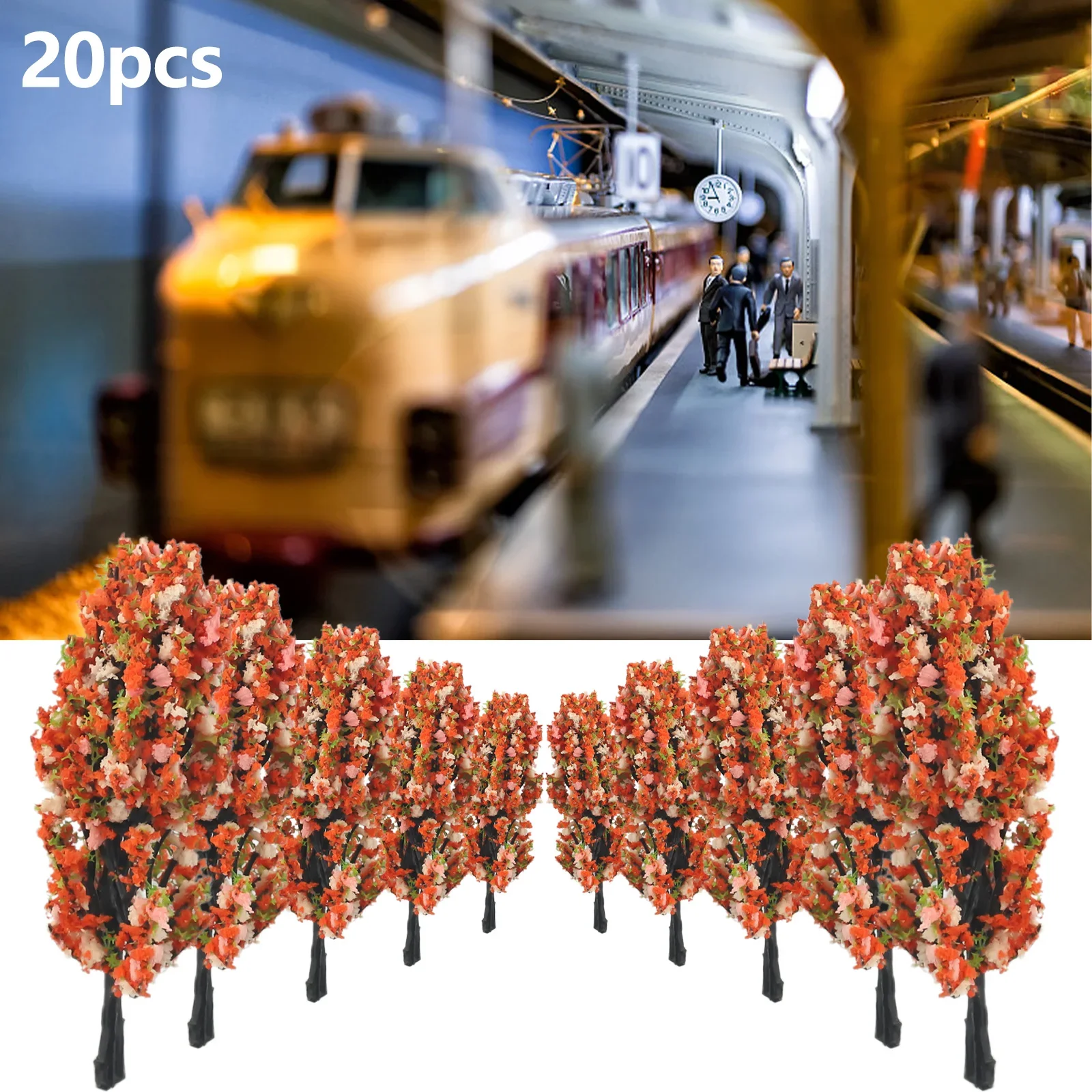 20Pcs 1:200 8.5cm Train Layout Model Flower Trees Street Park Scenery Sand Table Decor Layout Building Sand Table Models Toys