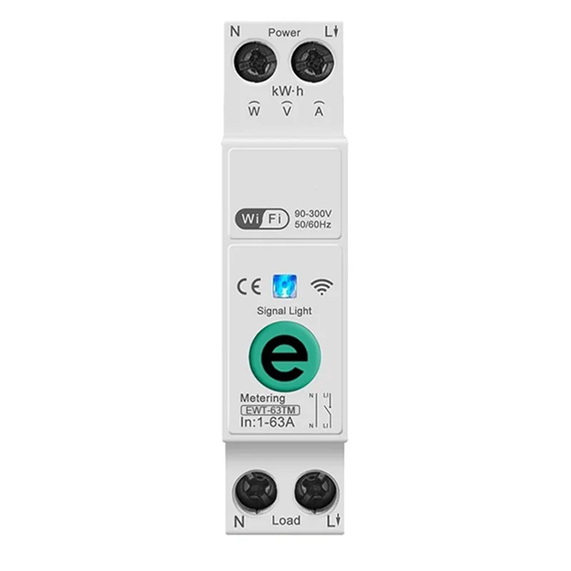 

A29F-Ewelink Smart Home Protection 1P+ N 63A 110V 220V WIFI Energy Meter Circuit Breaker Timer Relay Kwh Metering Switch