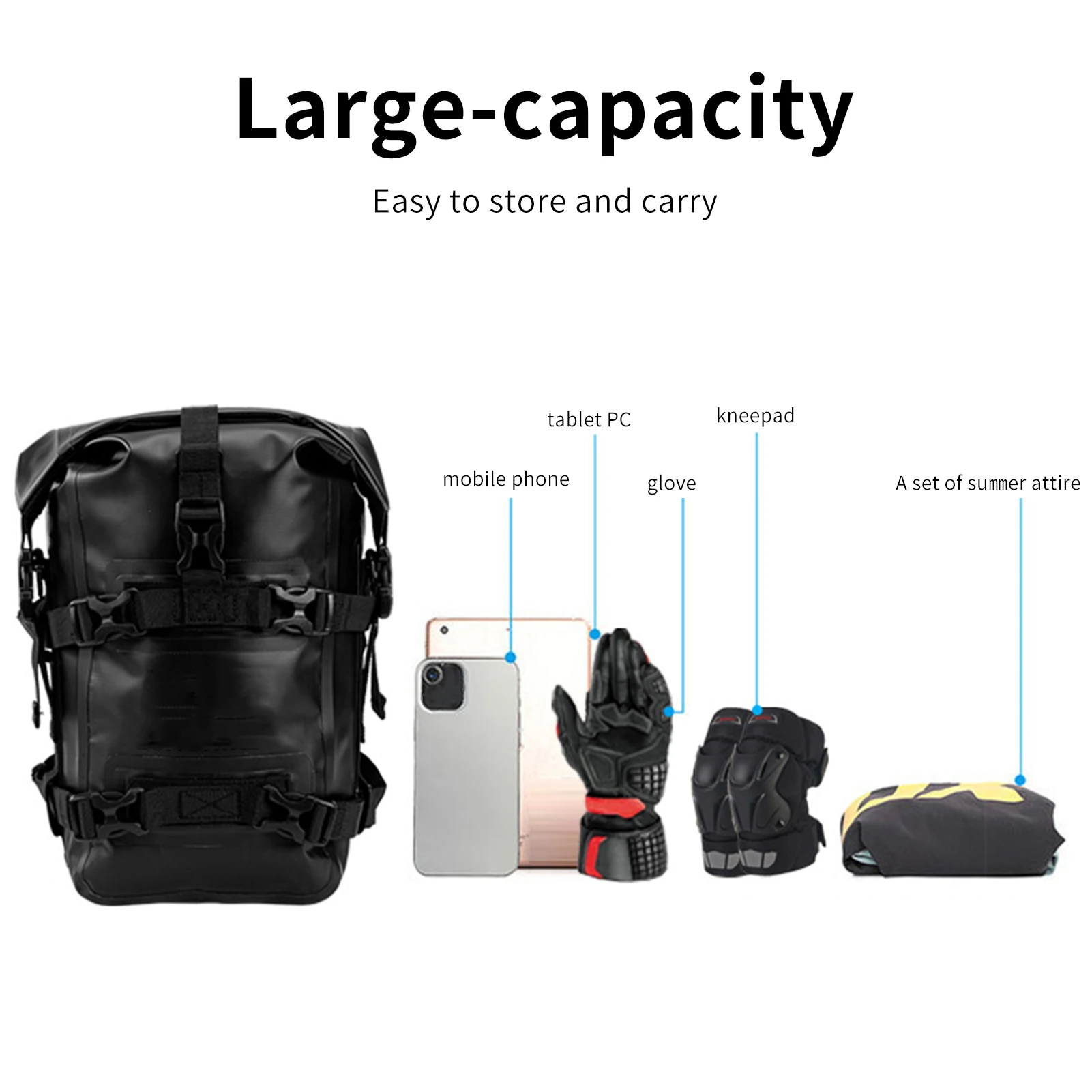 Motorcycle Bumper Frame Bag Motorbike Side Bag Full Waterproof 8L Motorcycle Bag Can be as Shoulder Bag or Sling Bag