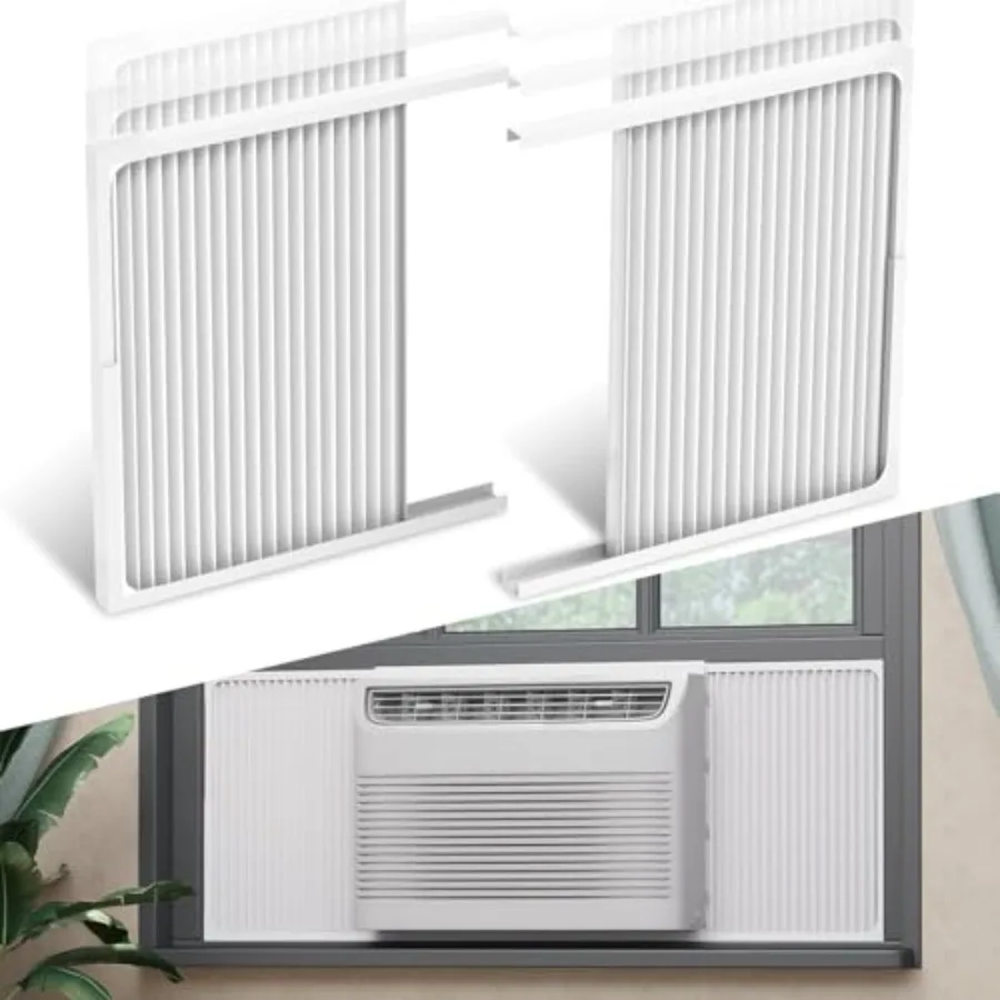 

Window Air Conditioner Side Panel with Adjustable Frame Universal Window AC Accordion Filler Kit for Window Units 14000~22000 B