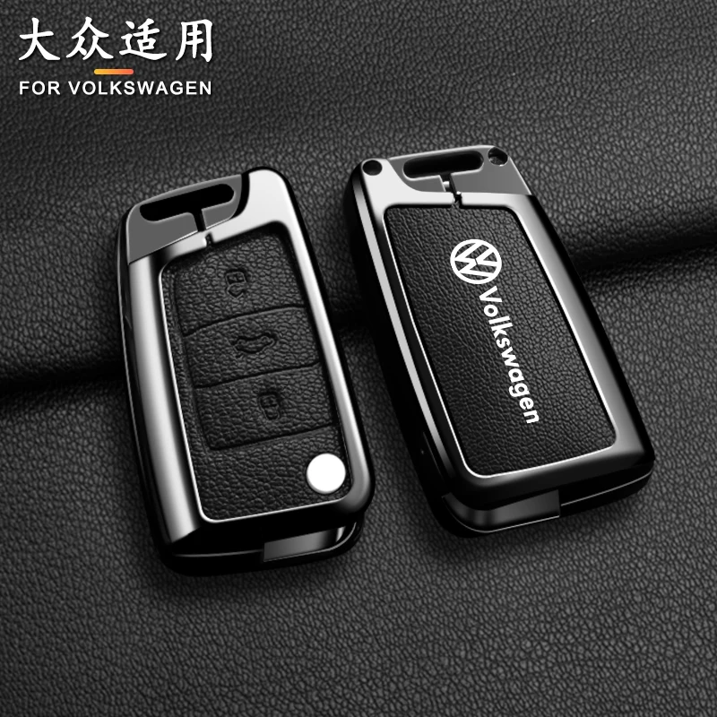 Zinc Alloy Car Leather Key Cover Case Holder Protector Shell Fob For VW Volkswagen Golf 7 MK7 Tiguan MK2 Keychain Accessories