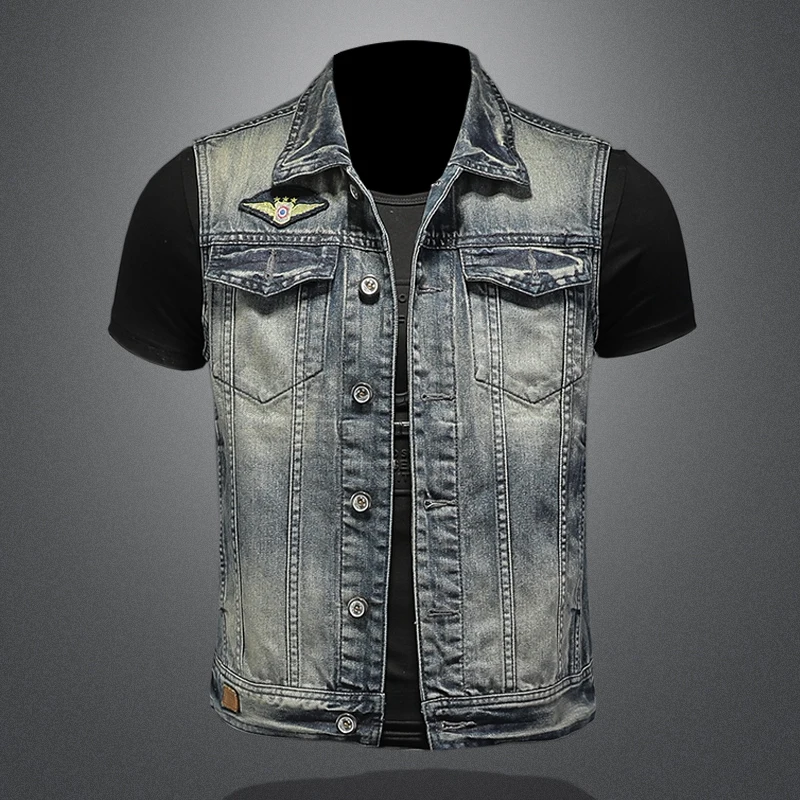 

High Quality Fashion Handsome Business Casual Classic Trend Classic Fall New Denim Vest Men Tank Top NoEnName_Null