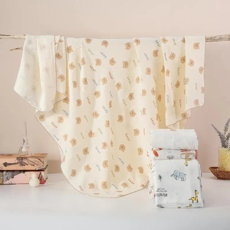 

F19F Newborns Blanket Multifunctional Baby Strollers Cover Soft 2-layer Bath Towel