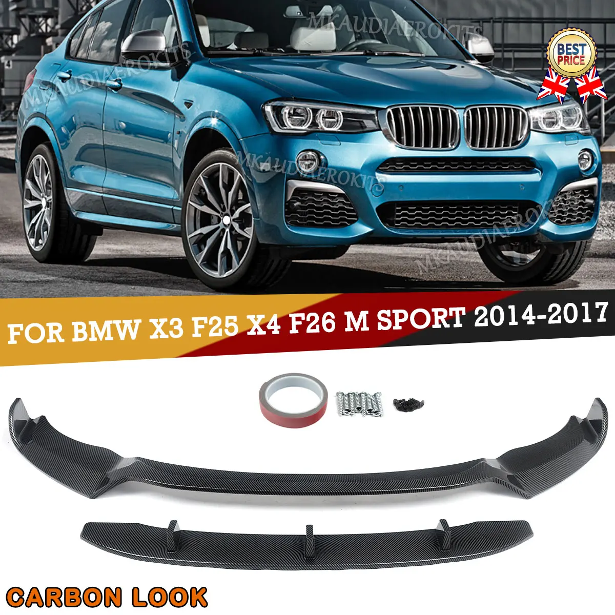 Front Splitter Spoiler Lip For BMW X3 F25 X4 F26 M Performance Front Lip Spoiler 2014-2017 Carbon Fiber CAR Accessories tools