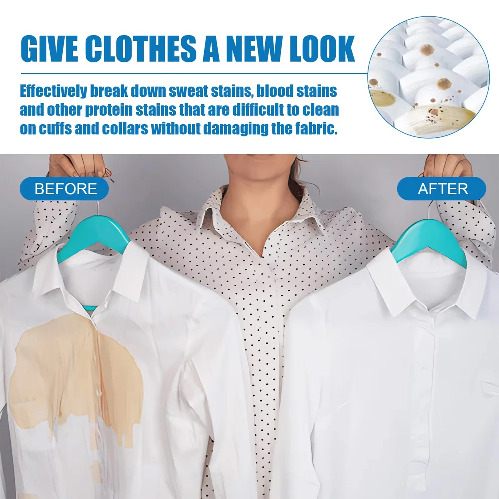 Clothing Stain Remover for White Shirts Shirt Collar Sweat Stain Cleaner Tough Fabric Stain Removal Laundry Care Accessories Kit