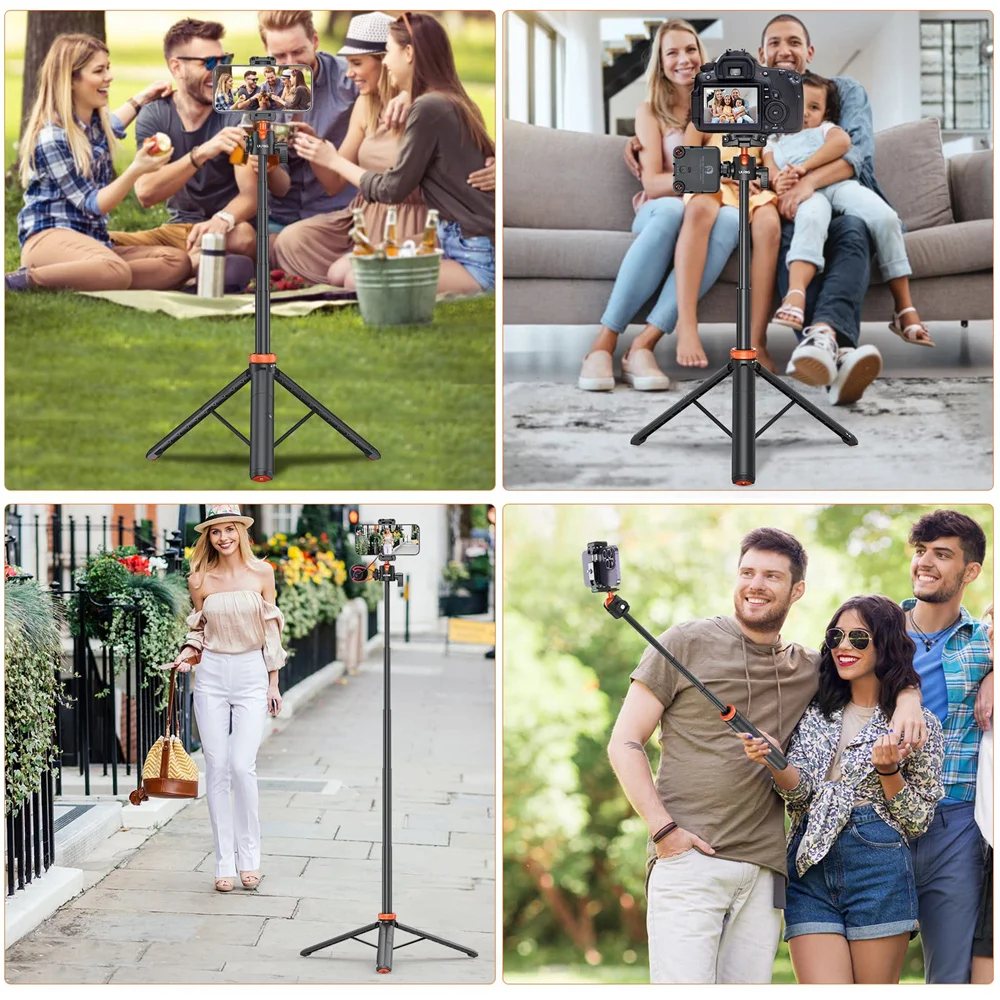 UURig 52 inch Camera Phone Tripod Extendable Selfie Stick Tripod with 360 Ball Head 2in1 Phone Clip for iPhone Sony Canon GoPro