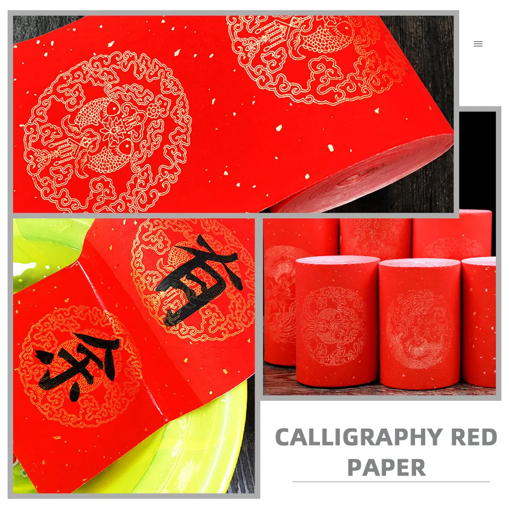 

1 Roll Festive Red Calligraphy Paper Chinese Blank Sheet for Spring Festival Couplets Writing Practice Art Chinese Blank Paper