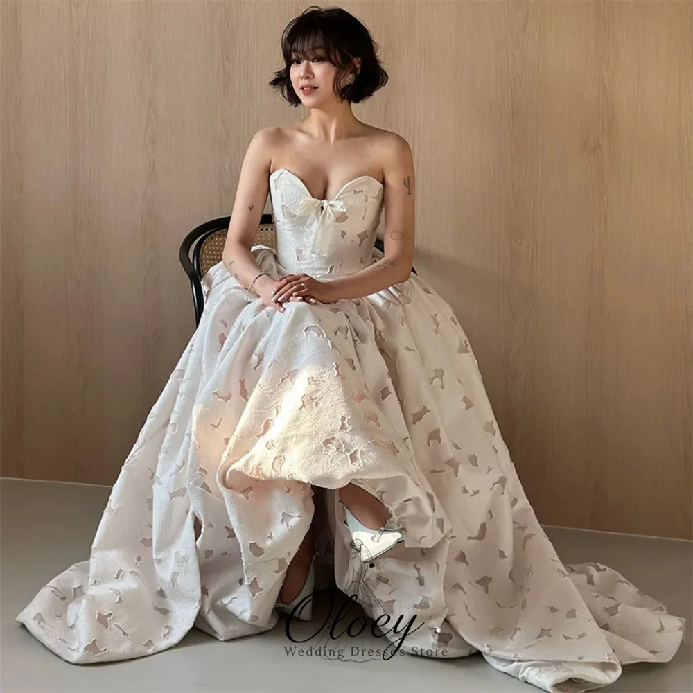 OLOEY Stylish Sweetheart Collar Korea Wedding Dress Photo Shoot Sleeveless Lace A-Line Japanese Garden Bridal Gown Customized