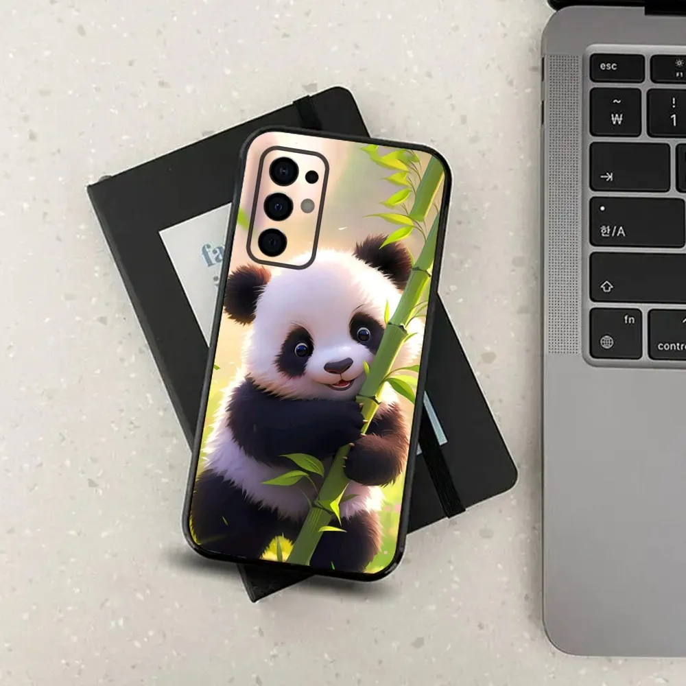 Fubao Panda Cute Animal Phone Case For Samsung S24,S21,S22,S23,S30,Ultra,S20,Plus,Fe,Lite,Note,10,9,5G Black Soft Cover