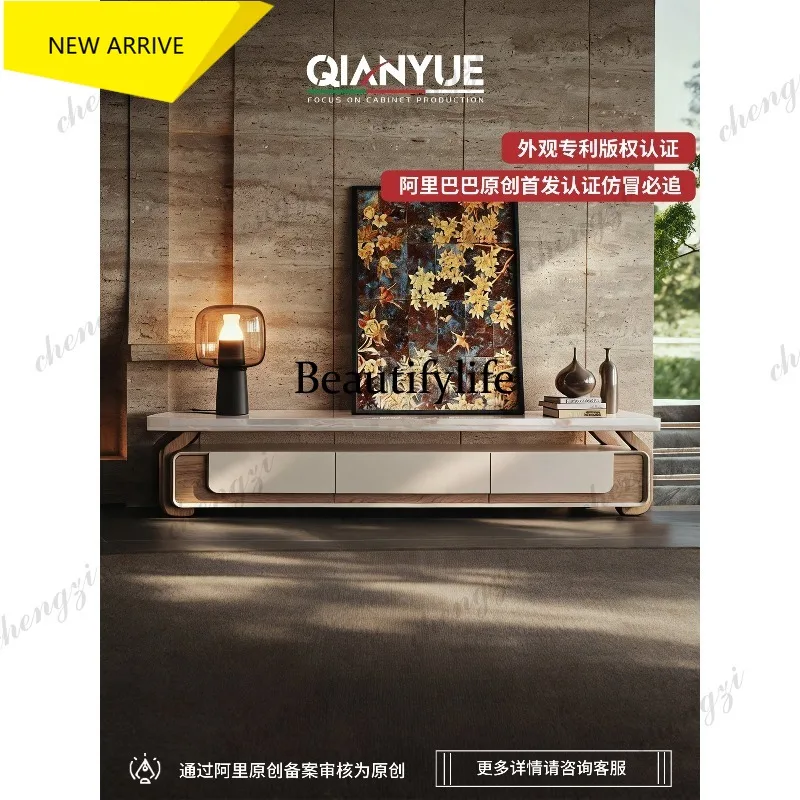 L181 Italian light luxury marble TV cabinet floor-to-ceiling high-end living room home large-capacity locker