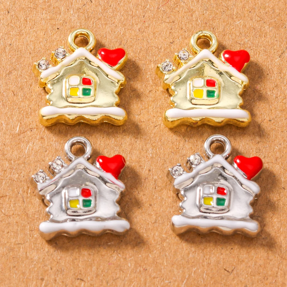 

10pcs Alloy Christmas House Charms Pendant for Jewelry Making Necklace Earrings Bracelet DIY Handmade Accessories Supplies