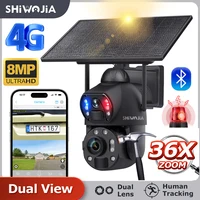 SHIWOJIA 4K 8MP 36X Zoom 4G cámara Solar lente Dual pantalla detección humana seguimiento automático al aire libre 10W Panel Solar WIFI CCTV