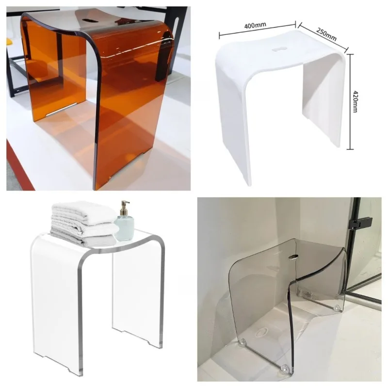 Modern minimalist style acrylic colorful home multi-functional stool bath st-ool shower stool shoe changing stool
