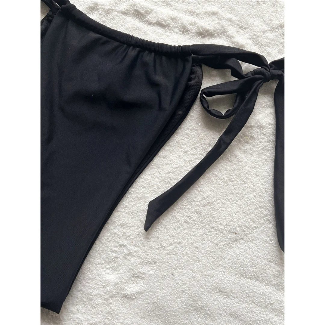 XS - L Bandeau-Bikini mit hohem Beinausschnitt und Riemchen, Damen-Badeanzug, zweiteiliges Bikini-Set, Badebekleidung, Badeanzug, Modell V5560 – Detail 12