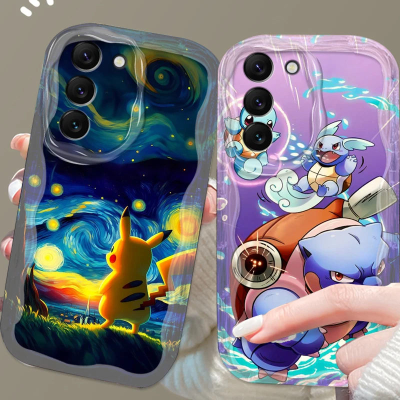 P-Pokes M-Mons Cute Cartoon For Samsung S24 S23 S21 S20 Ultra Plus FE A73 A72 A71 A51 A31 A05S A05 A04 5G Wave Oil Funda