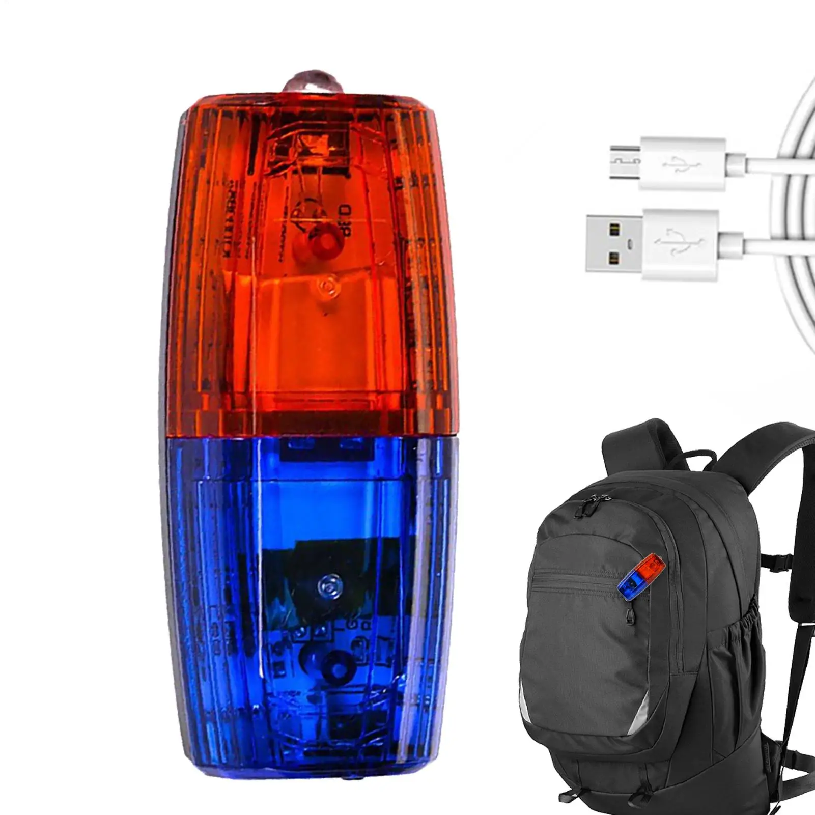 Led Shoulder Warning Light Rechargable Safety Flashing Clip Lamp USB Charging With Stainless Steel Clip Strobe Red Blue Lights