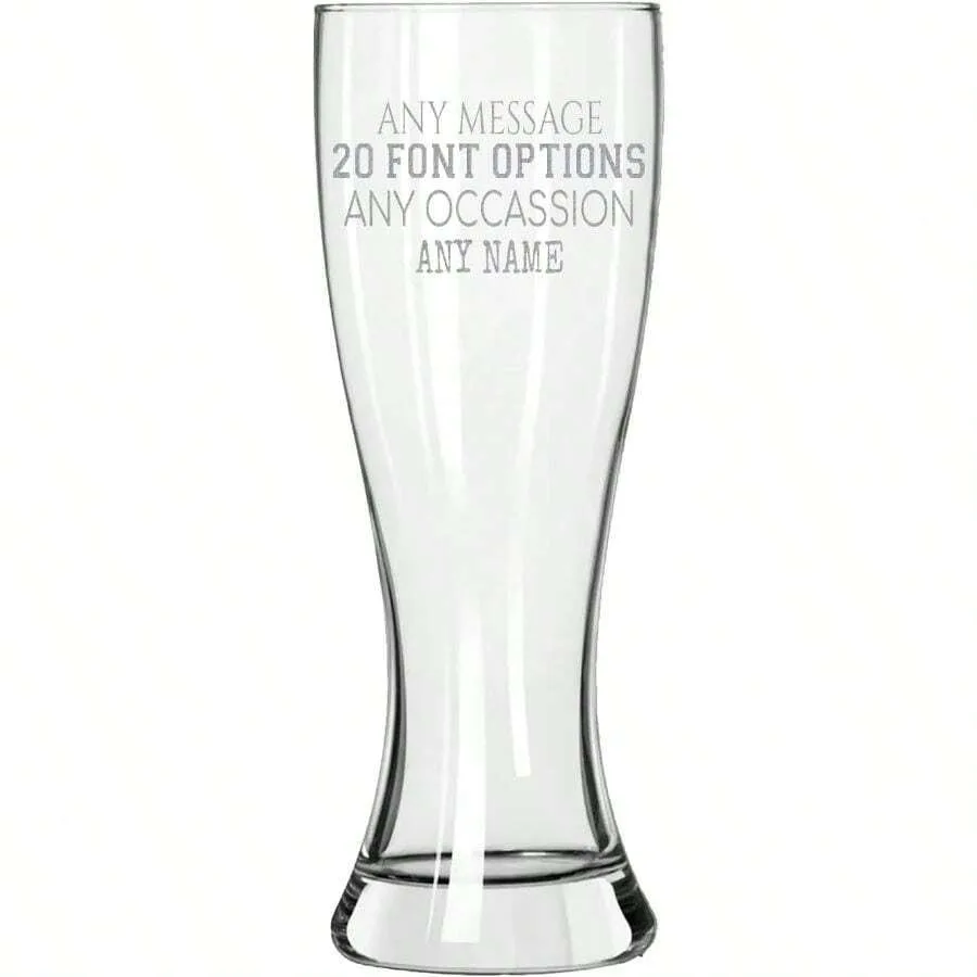 

Personalized Gifts Men Etched 23oz Pilsner Beer Glass - Customized Birthday Gifts Your Text Here, Custom Engraved Drinking Him