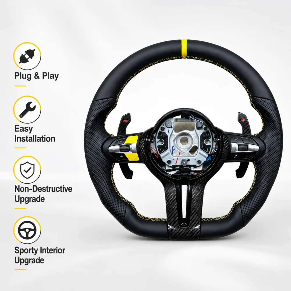 Carbon Fiber Steering Wheel Red Blue Yellow Center Mark For BMW M Sport F10 F12 F30 F32 F34 F45 F22 F39 F15 F16 F25 F26 M3 M5 M6