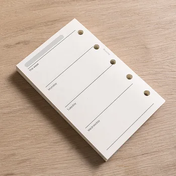 M5 40 hojas de cuaderno de hojas sueltas, carpeta en espiral, página interior semanal mensual para hacer línea, cuadrícula de puntos, papelería de papel interior