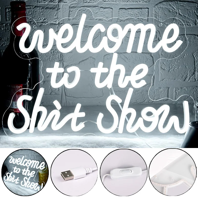 쇼에 오신 것을 환영합니다 네온 사인 벽 장식용 재미있는 LED 네온 조명 집 문 남성 공간 파티 침실 네온 사인