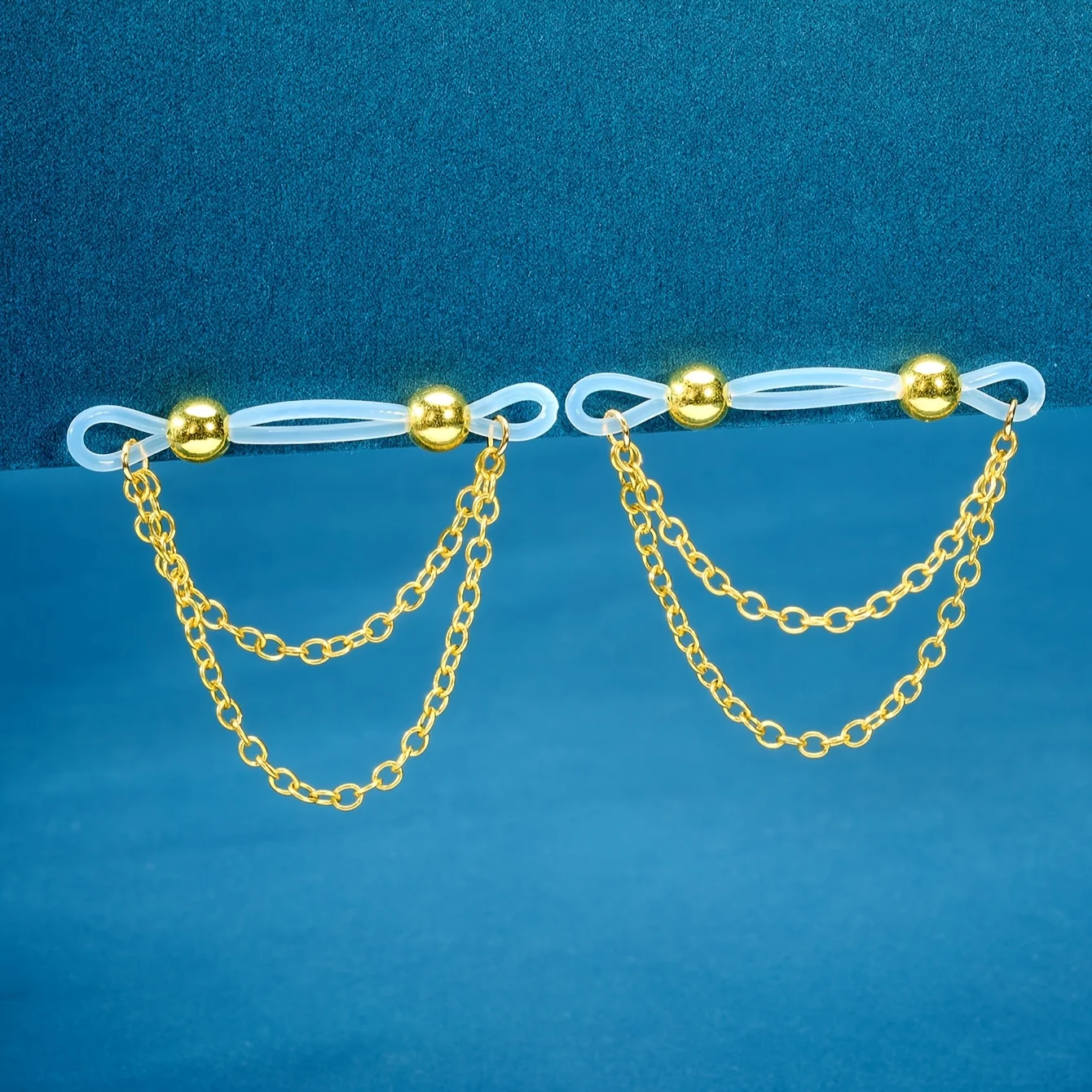 زوج واحد من حلقات الحلمات المزيفة القابلة للتعديل - حلقات حلمة أكريليك غير مثقوبة مع لمسات متألقة | مثالية للحفلات #6