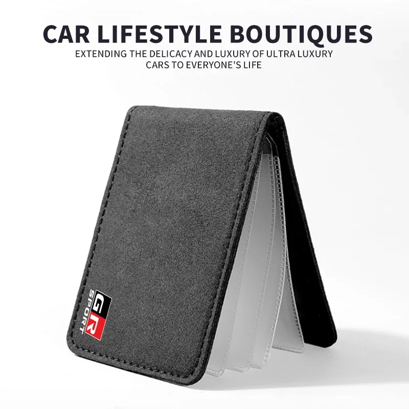 حامل رخصة القيادة من جلد الغزال حافظة رفيعة للغاية لبطاقة الهوية حامل بطاقة الائتمان لتويوتا سبورت GR Sport RAV4 C-HR أفينسيس برادو بريوس