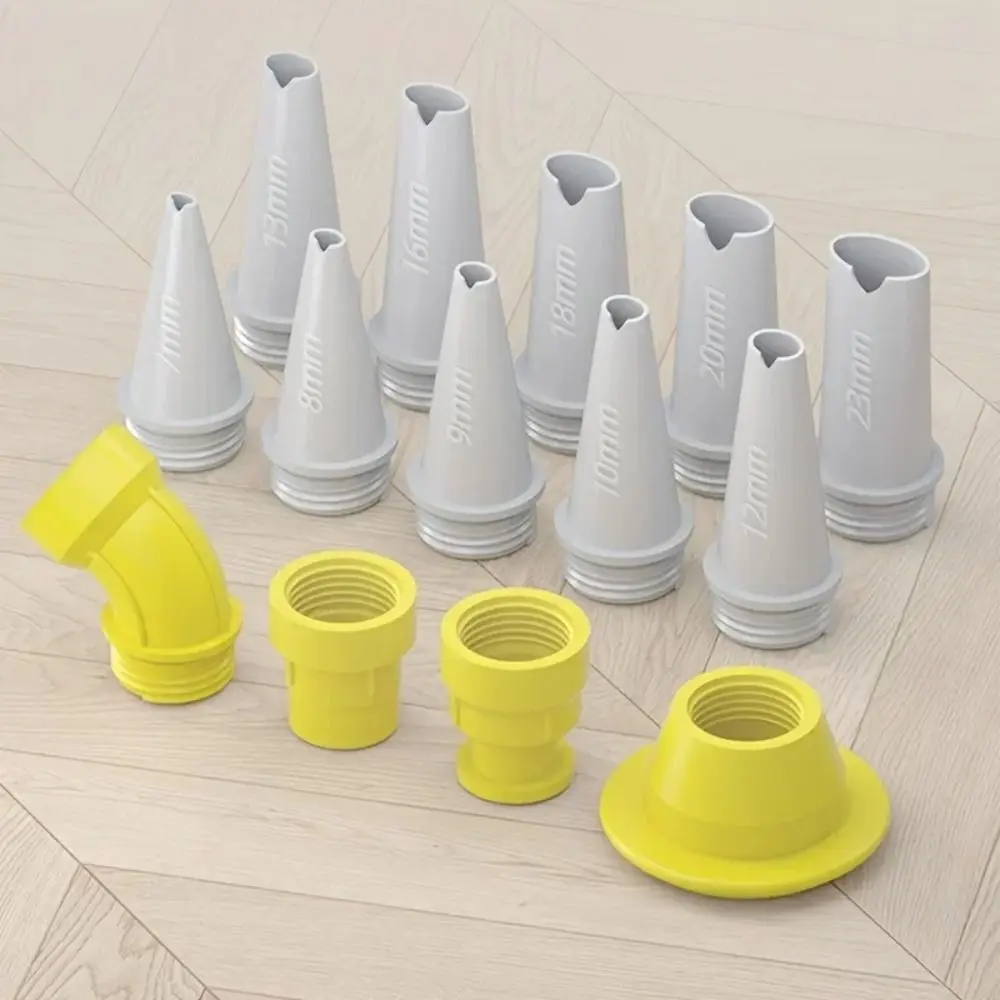 15Pcs Caulk Finisher Kit Glass Glue Caulking Plastics Nozzle Tips with Connection Bases Replacement for Bathroom Kitchen Doors