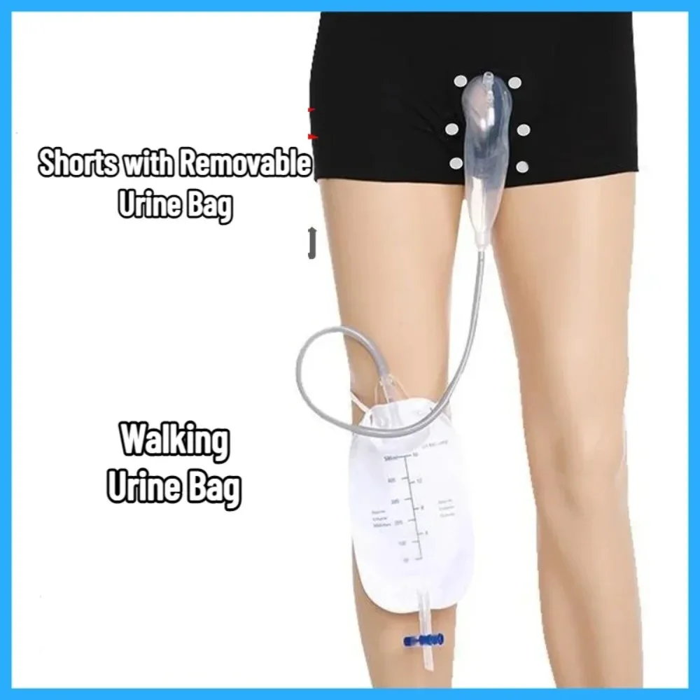 

Urine Bag Shorts Male Reusable Walkable Silicone Funnel Pee Collector Catheter Urinary Incontinence Bedridden Elderly Supplies