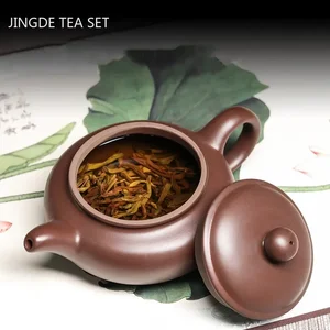 Chinesische lila Tonteekanne, altmodisch alt -handgefertigt, Xishi Hand, traditionelles Tee -Ensemble, Haushaltegerät 12 Hauptverkäufe Retro -Teekanne - №11