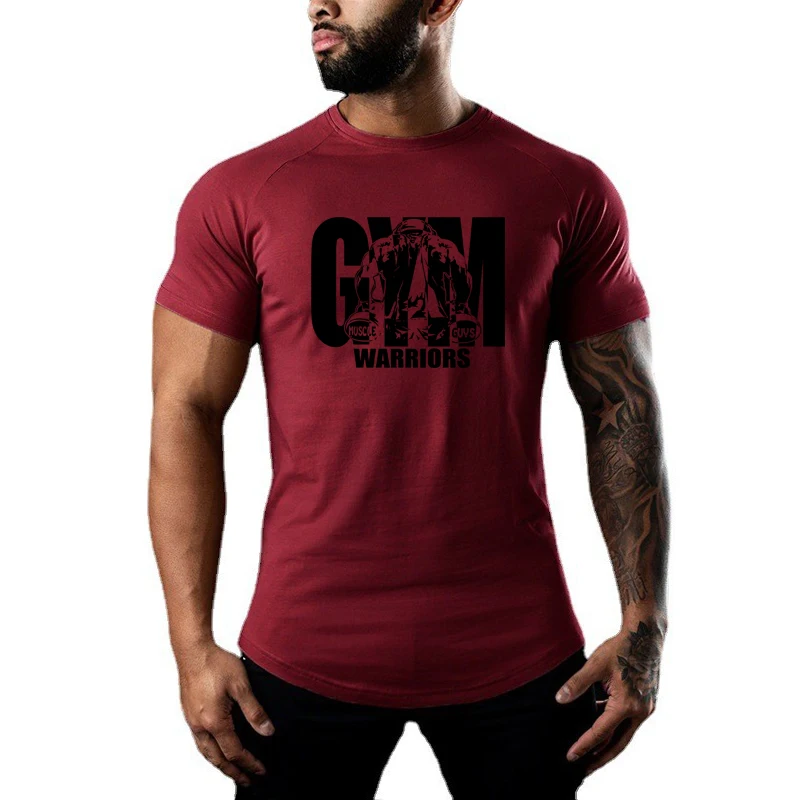 T-shirt casual a maniche corte traspiranti estive Allenamento in palestra Camicie sportive da corsa per muscoli Abbigliamento da fitness per bodybuilding da uomo in cotone
