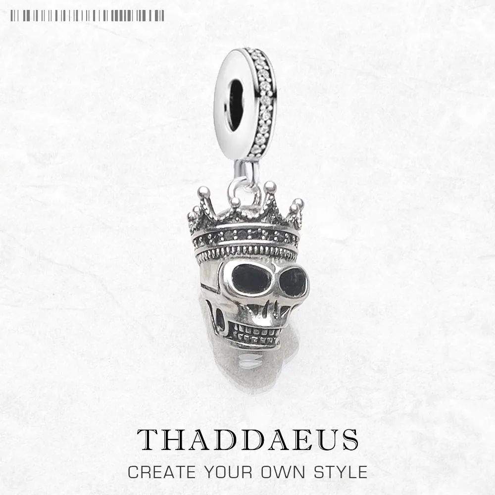 

Подвеска в виде короля черепа, европейский кулон из стерлингового серебра 925 пробы, модные ювелирные украшения «сделай сам» для женщин и мужчин