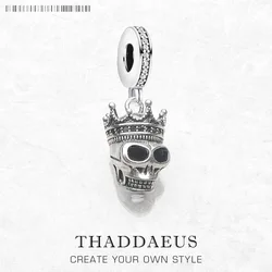 Skull King Dangle Charms,925 Sterling Sliver Europe Pendant New DIY Fashion Jewelry For Women Men