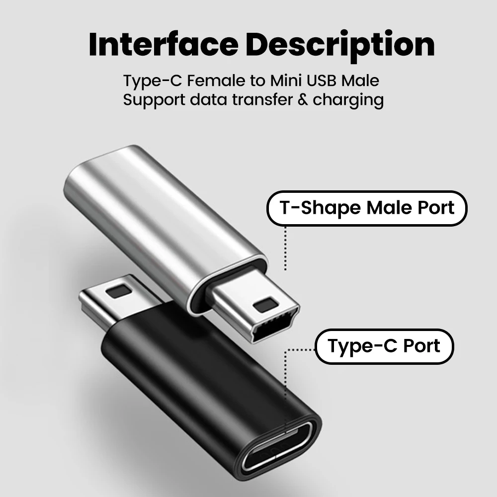 Type C To Mini USB Male Connector Adapter Data Transfer Connector Type C Female to Mini Male OTG Adapter for MP3 Digital Camera