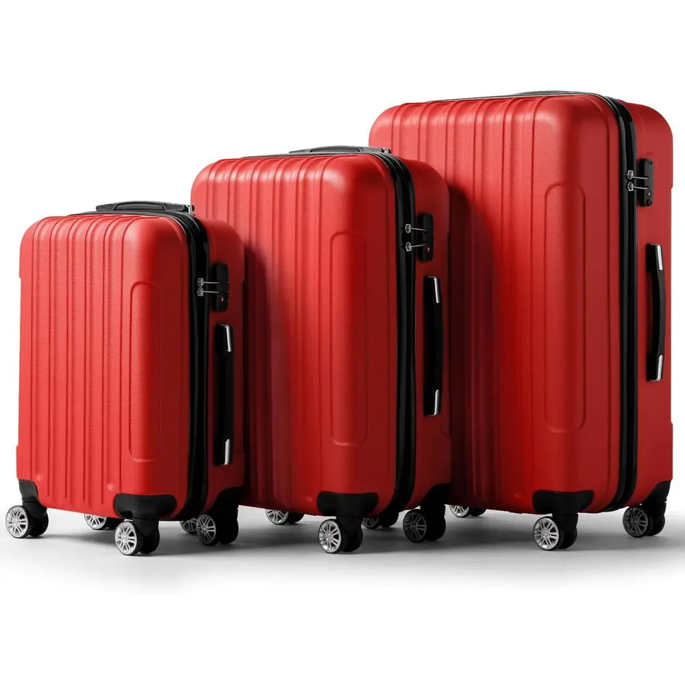 

Набор из 3 легких чемоданов из ABS-пластика с колесами и замками TSA - красный, 20/24/28 дюймов, для семейных путешествий