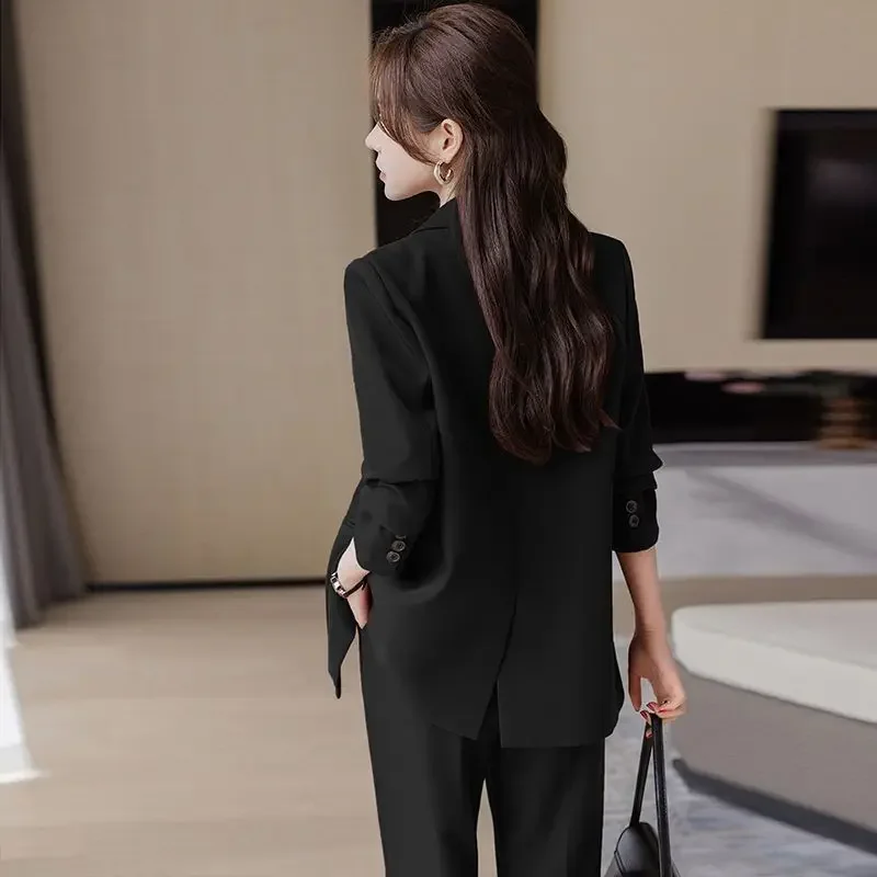 2024 Autumn New Casual Blazers Jacket Matching Set Korean Elegant Professional Wear Women\'s Fashion Suit Coat Pants Two Piece