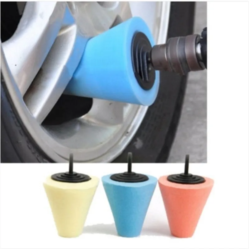 Tire Polishing Sponge Auto Wheel Used For Electric Drill Burnishing Ball Polishing Cone Set Car Hub Buffing Sponge Polishing Kit