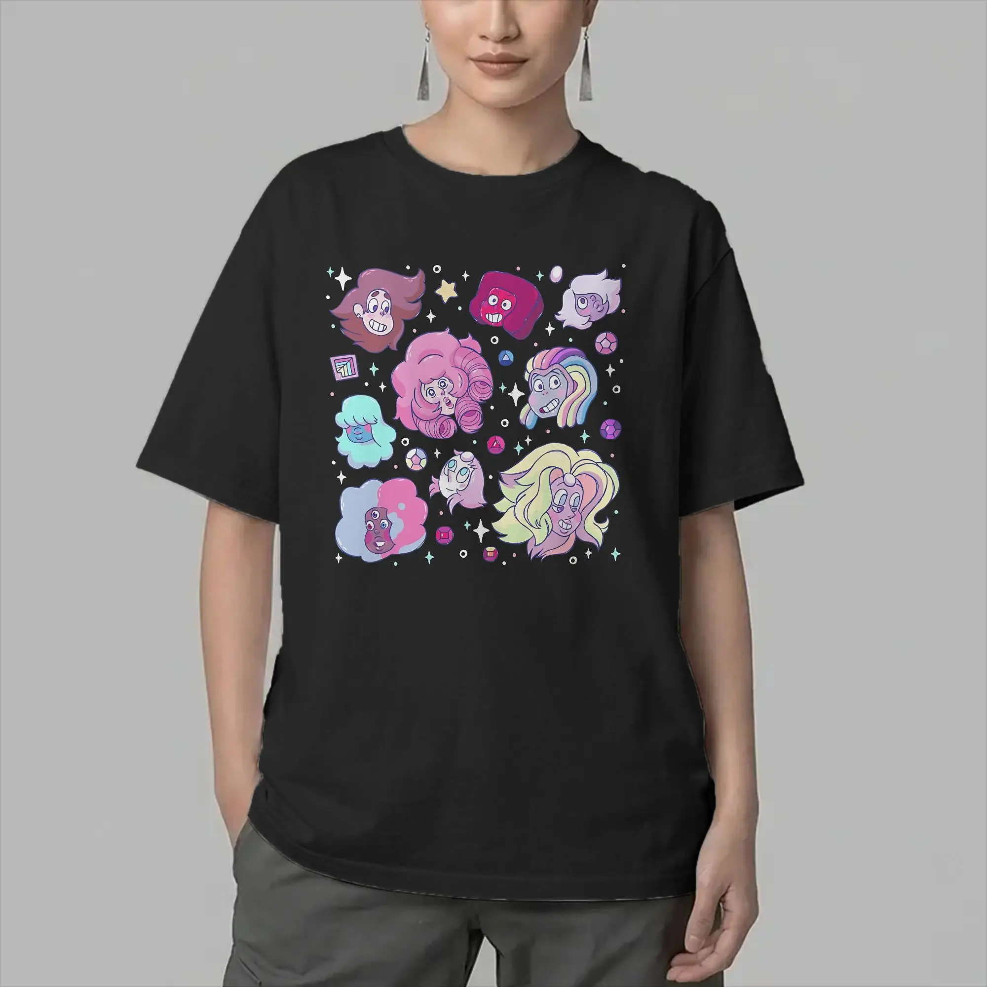Casual Cartoon Stevens Universes T-Shirts Men Round Neck Cotton T Shirt  Short Sleeve Tees Plus Size Clothing