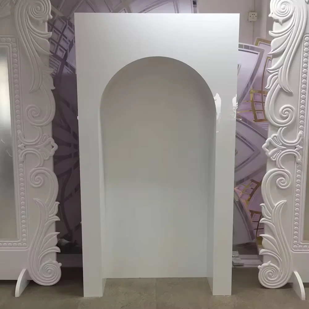 Customized Classic White Rectangle Acrylic Background Wall Wedding Arch Stage Backdrop Supply