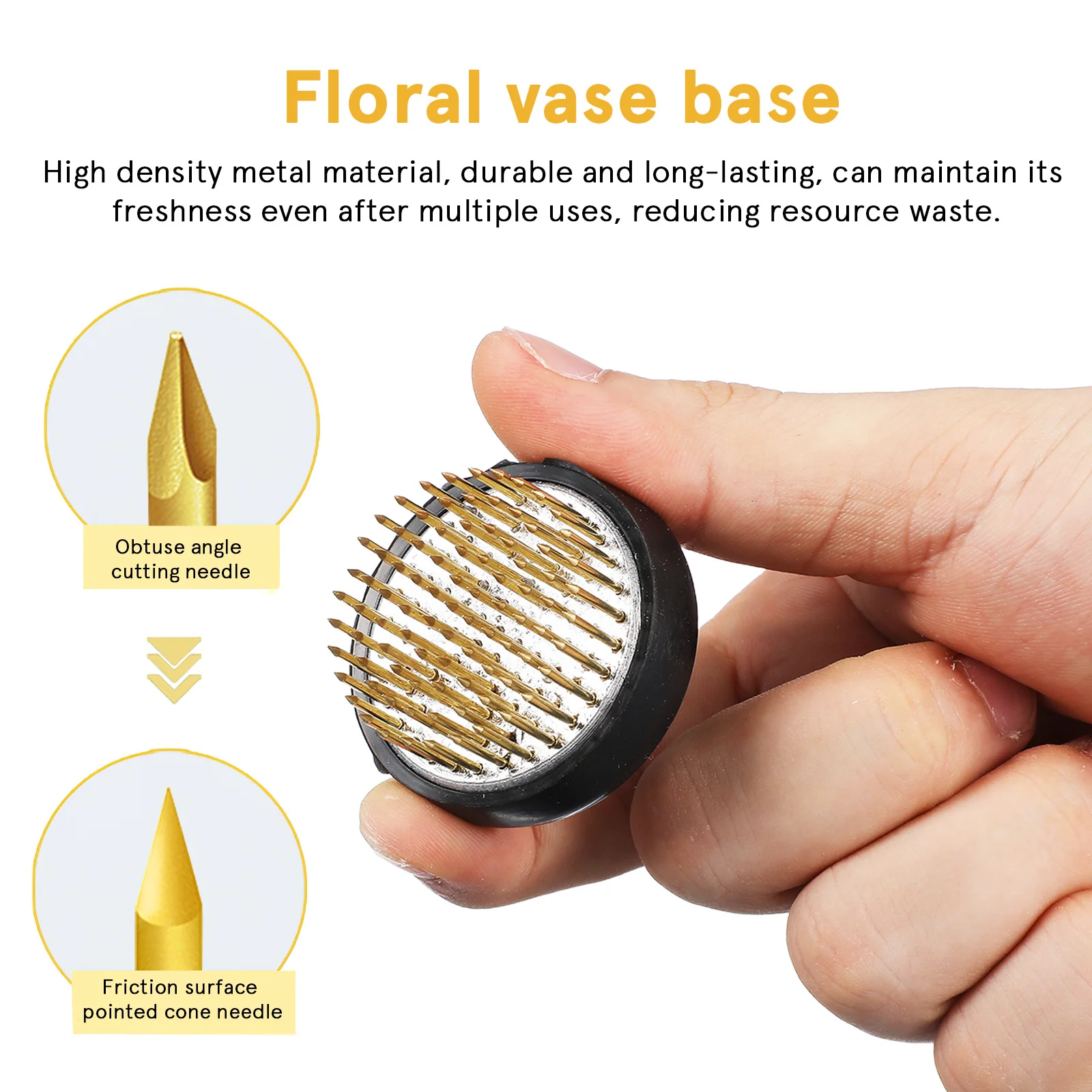 3개입 꽃꽂이 베이스 원형 줄기 홀더 23mm 34mm 40mm 꽃 고정 핀 도구 (플로랄 데코용)