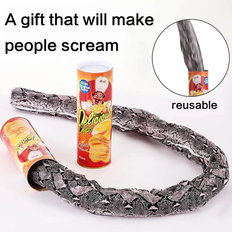 The Potato Chip Snake Can Jump Spring Toy Gift April Fool Day Halloween Party Decoration Jokes in A Gag Prank Large Size