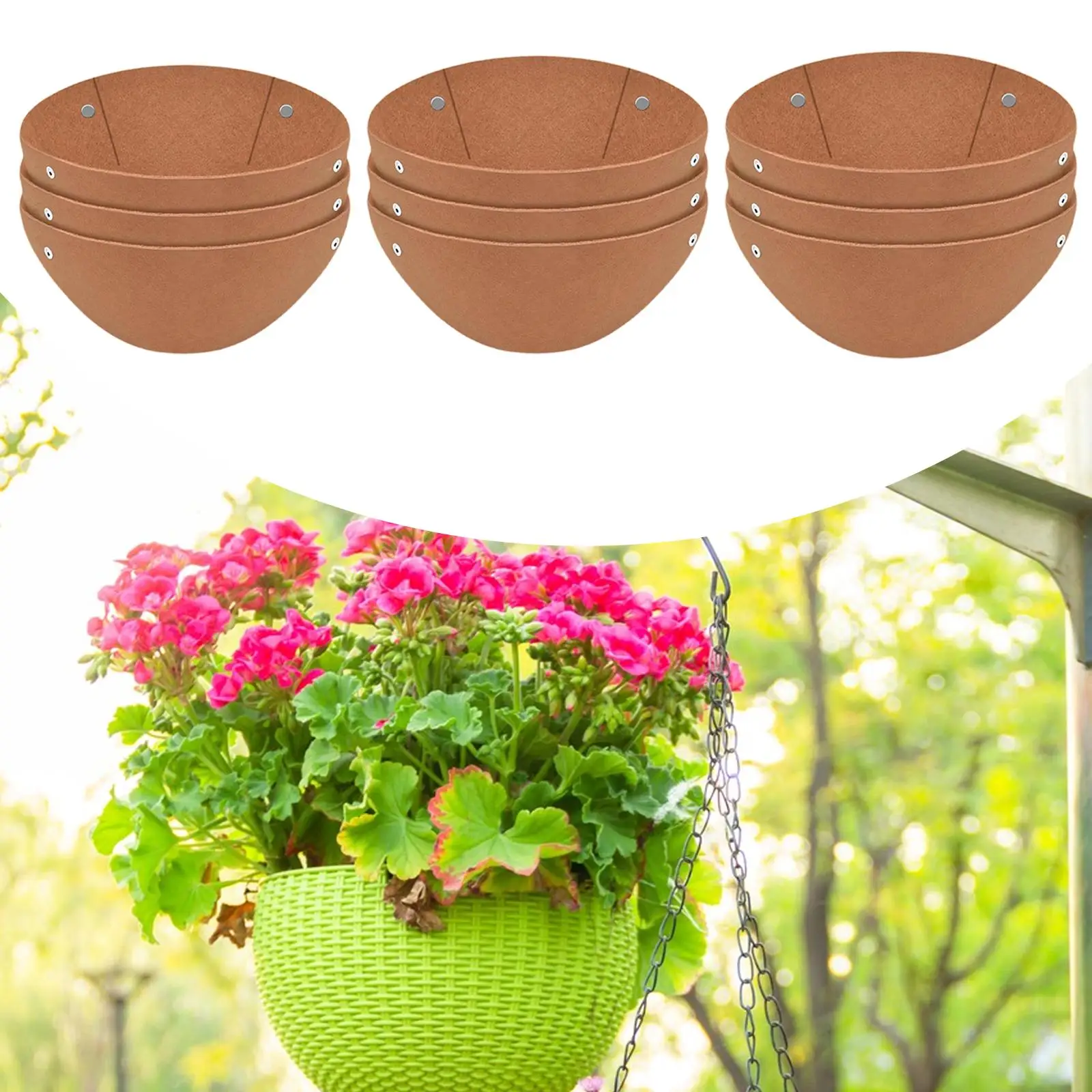 

3 войлочных вкладыша для корзин с растениями, для овощных горшков, для уличных кашпо на веранде